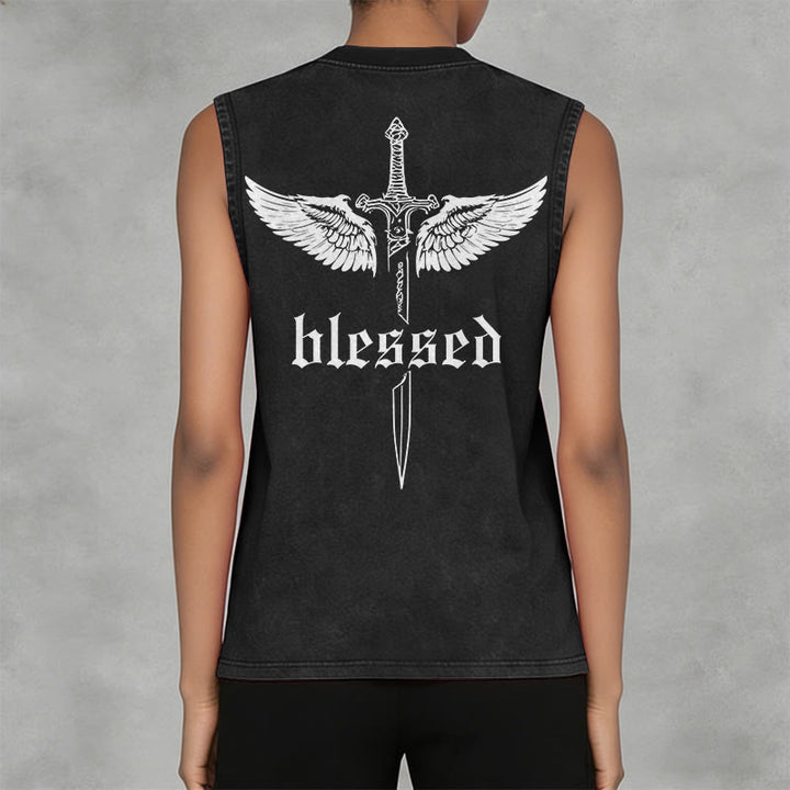 Christianartworkshop Unisex-Tanktop „Gesegnete Schwertflügel“ - image 2
