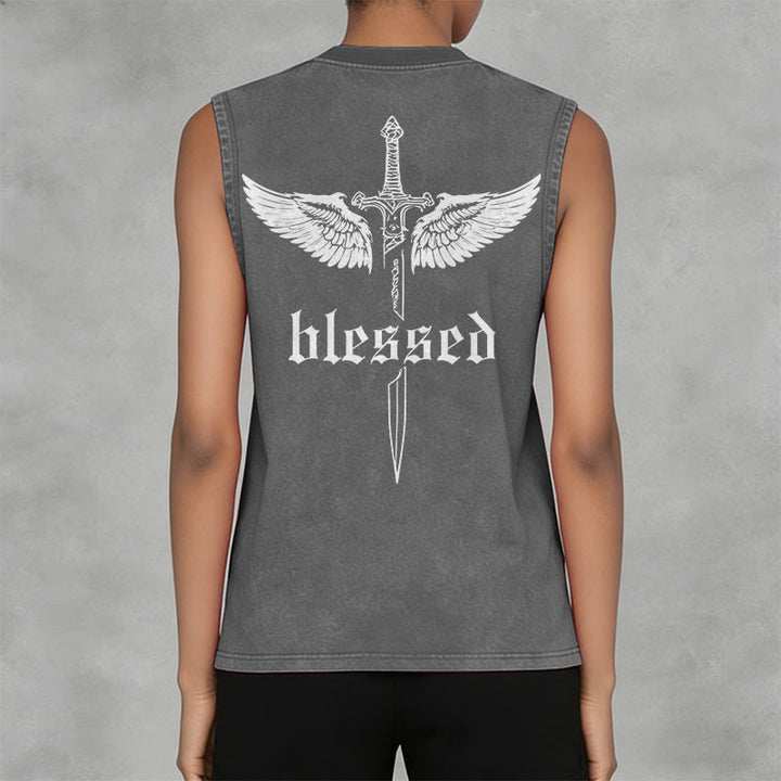 Christianartworkshop Unisex-Tanktop „Gesegnete Schwertflügel“ - image 11