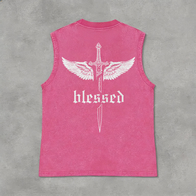 Christianartworkshop Unisex-Tanktop „Gesegnete Schwertflügel“ - Rosa - 2XL - image 12