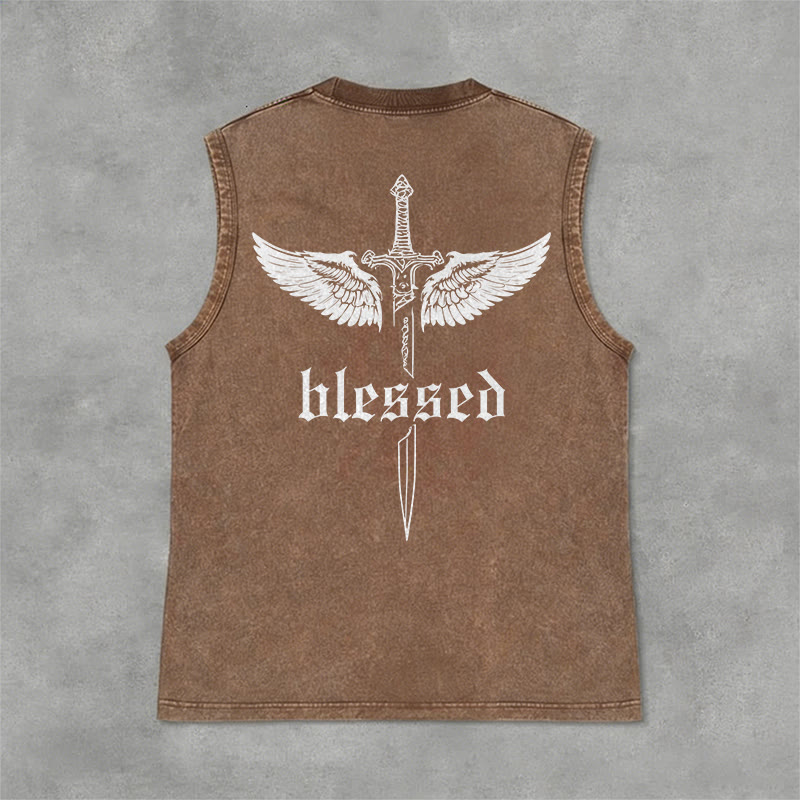 Christianartworkshop Unisex-Tanktop „Gesegnete Schwertflügel“ - Braun - 2XL - image 6