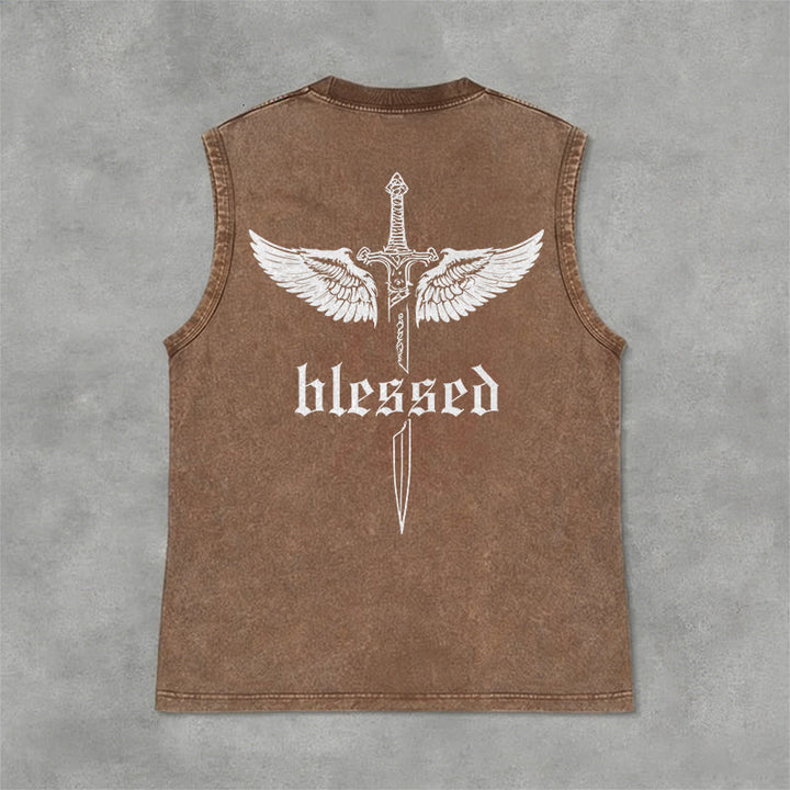 Christianartworkshop Unisex-Tanktop „Gesegnete Schwertflügel“ - Braun - 2XL - image 6