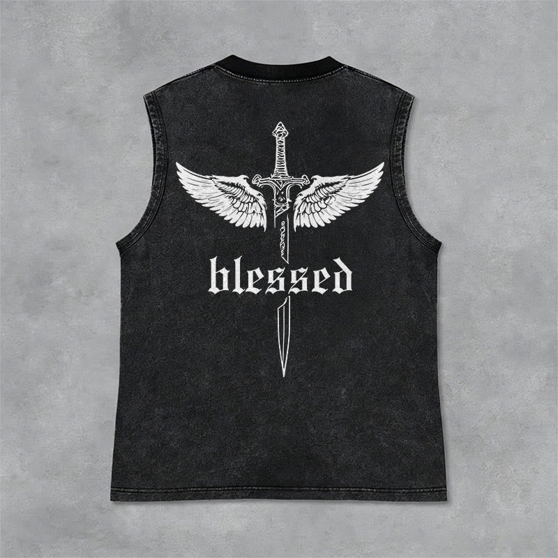 Christianartworkshop Unisex-Tanktop „Gesegnete Schwertflügel“ - Schwarz - 2XL - image 0