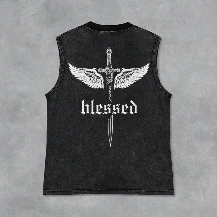 Christianartworkshop Unisex-Tanktop „Gesegnete Schwertflügel“ - Schwarz - 2XL - image 0