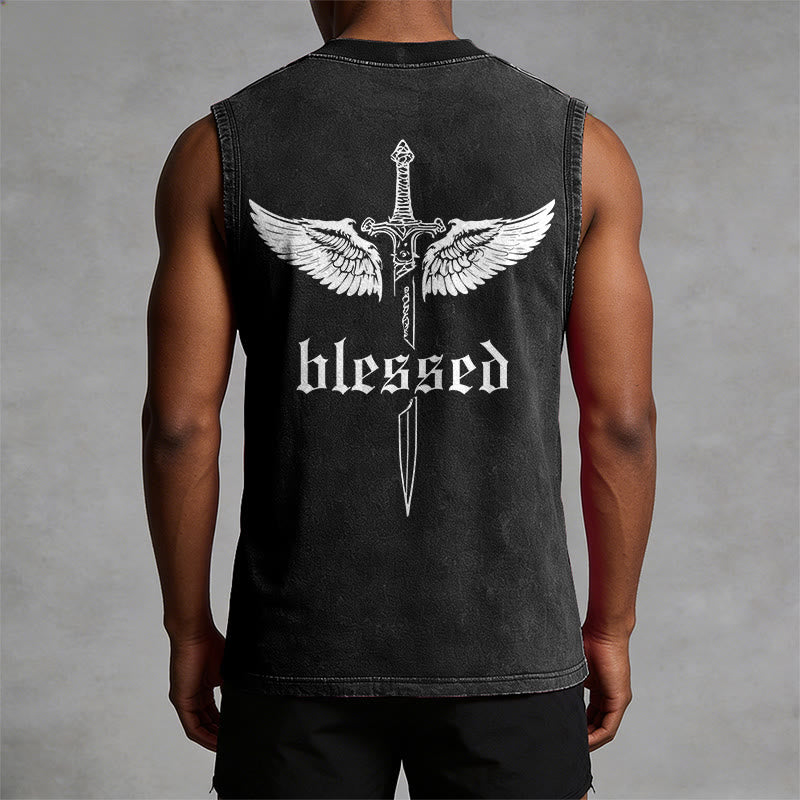 Christianartworkshop Unisex-Tanktop „Gesegnete Schwertflügel“ - image 1