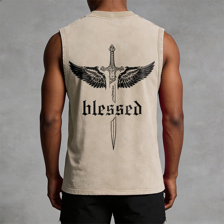 Christianartworkshop Unisex-Tanktop „Gesegnete Schwertflügel“ - image 4