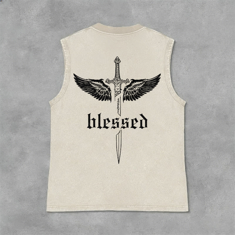 Christianartworkshop Unisex-Tanktop „Gesegnete Schwertflügel“ - Beige - 2XL - image 3