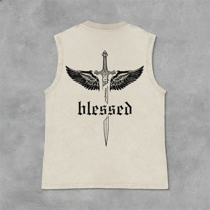 Christianartworkshop Unisex-Tanktop „Gesegnete Schwertflügel“ - Beige - 2XL - image 3