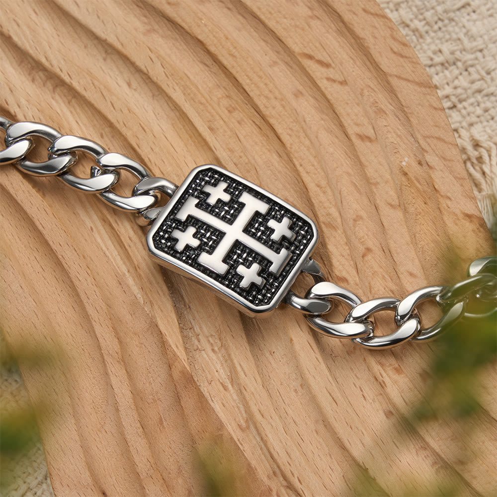 Christianartworkshop Statement-Armband aus poliertem Edelstahl mit Jerusalem-Kreuz - image 4