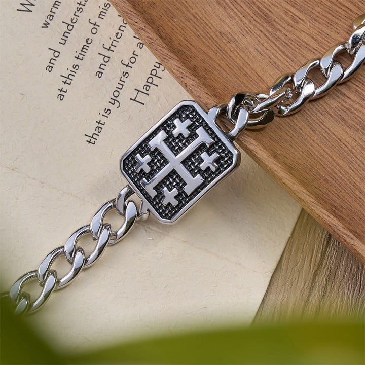 Christianartworkshop Statement-Armband aus poliertem Edelstahl mit Jerusalem-Kreuz - image 5