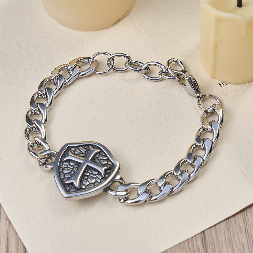Christianartworkshop Schweres Gliederarmband mit strukturierter Schildkreuzform: Symbol für unerschütterlichen Glauben und Stil - image 3