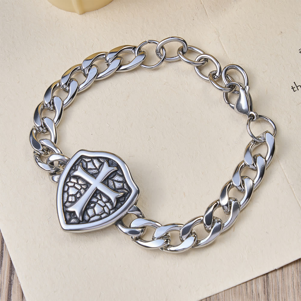 Christianartworkshop Schweres Gliederarmband mit strukturierter Schildkreuzform: Symbol für unerschütterlichen Glauben und Stil - image 2