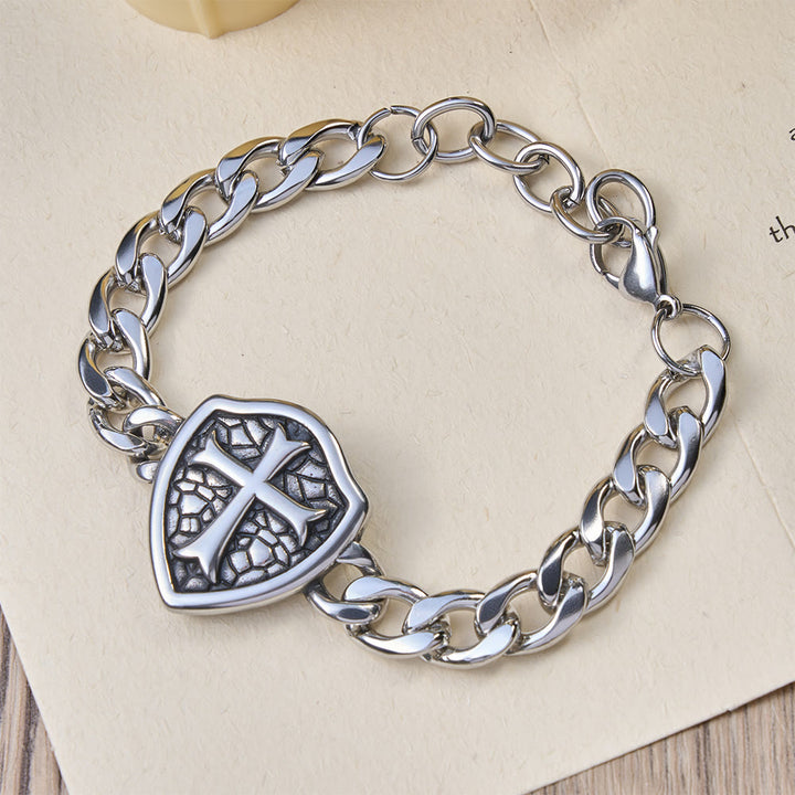 Christianartworkshop Schweres Gliederarmband mit strukturierter Schildkreuzform: Symbol für unerschütterlichen Glauben und Stil - image 2