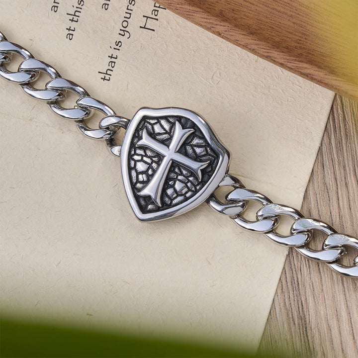 Christianartworkshop Schweres Gliederarmband mit strukturierter Schildkreuzform: Symbol für unerschütterlichen Glauben und Stil - image 5
