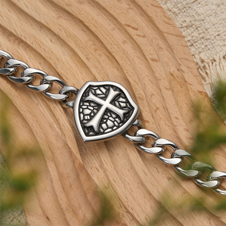 Christianartworkshop Schweres Gliederarmband mit strukturierter Schildkreuzform: Symbol für unerschütterlichen Glauben und Stil - image 6