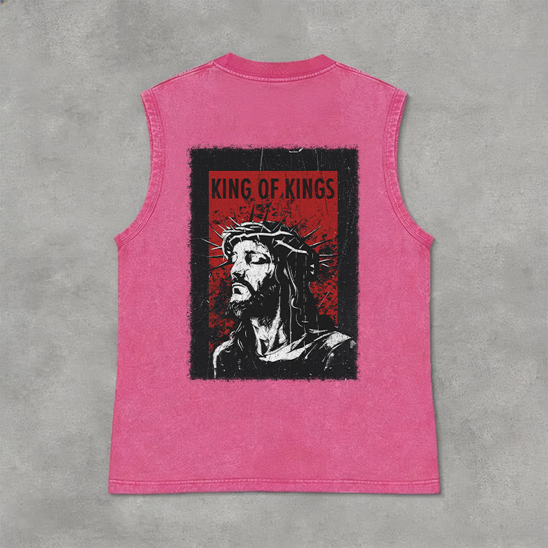 Christianartworkshop König der Könige Jesus Unisex-Tanktop (gewaschen) - Rosa - 2XL - image 12