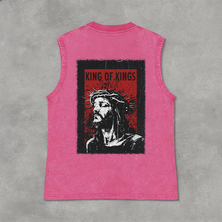 Christianartworkshop König der Könige Jesus Unisex-Tanktop (gewaschen) - Rosa - 2XL - image 12