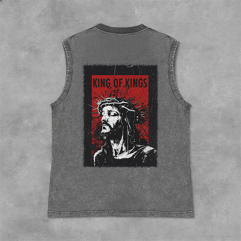 Christianartworkshop König der Könige Jesus Unisex-Tanktop (gewaschen) - Grau - 2XL - image 9