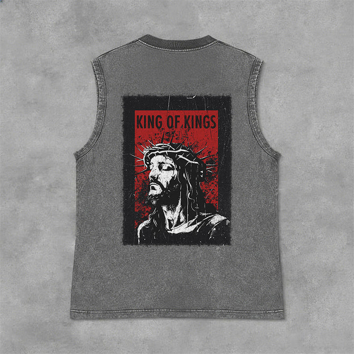 Christianartworkshop König der Könige Jesus Unisex-Tanktop (gewaschen) - Grau - 2XL - image 9