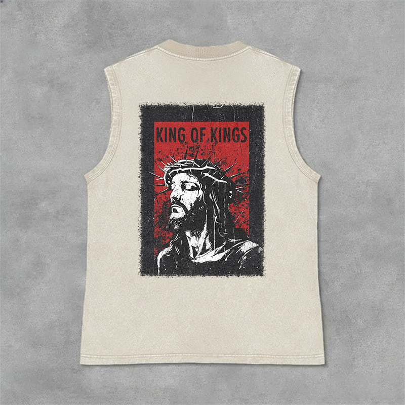 Christianartworkshop König der Könige Jesus Unisex-Tanktop (gewaschen) - Beige - 2XL - image 3