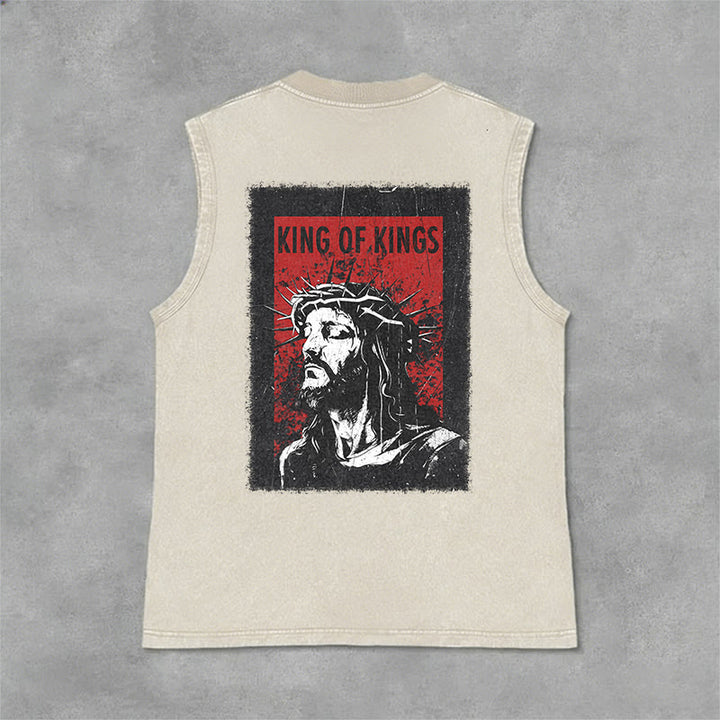 Christianartworkshop König der Könige Jesus Unisex-Tanktop (gewaschen) - Beige - 2XL - image 3