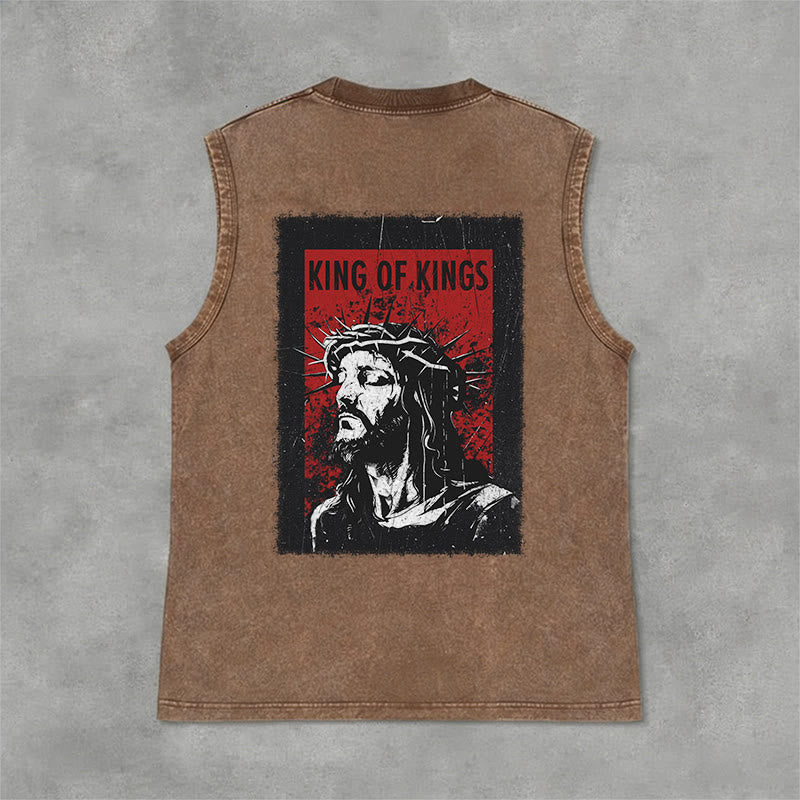 Christianartworkshop König der Könige Jesus Unisex-Tanktop (gewaschen) - Braun - 2XL - image 6