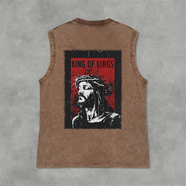 Christianartworkshop König der Könige Jesus Unisex-Tanktop (gewaschen) - Braun - 2XL - image 6