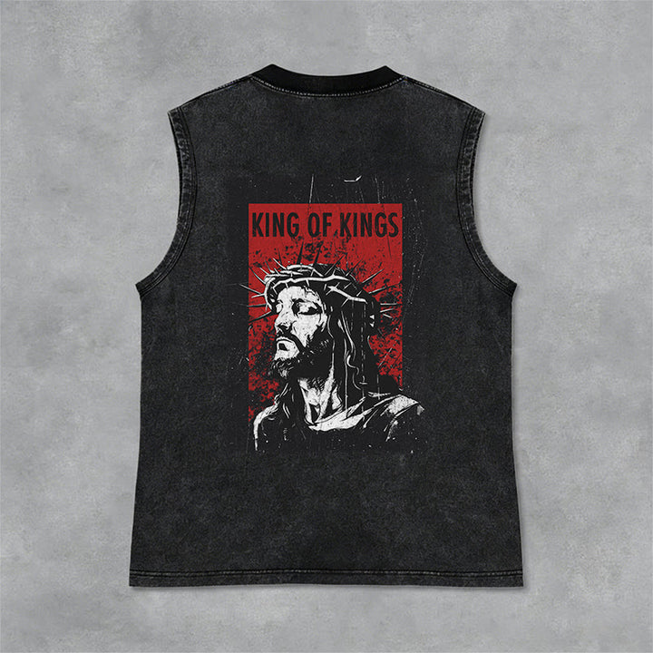 Christianartworkshop König der Könige Jesus Unisex-Tanktop (gewaschen) - Schwarz - 2XL - image 0