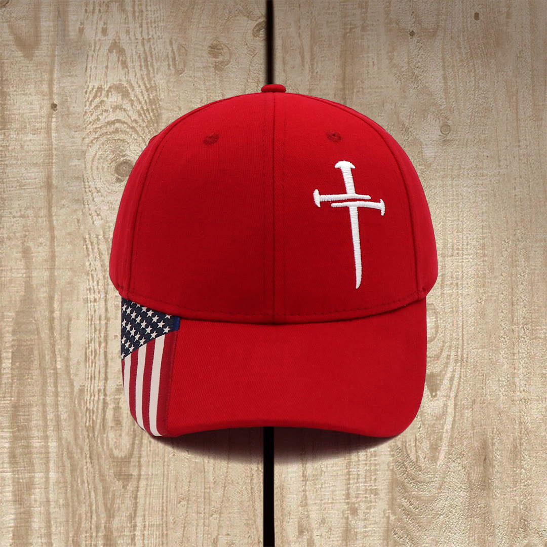 Christianartworkshop Trucker-Mütze mit Nagelkreuz und Dornenkrone - Burgund - image 8