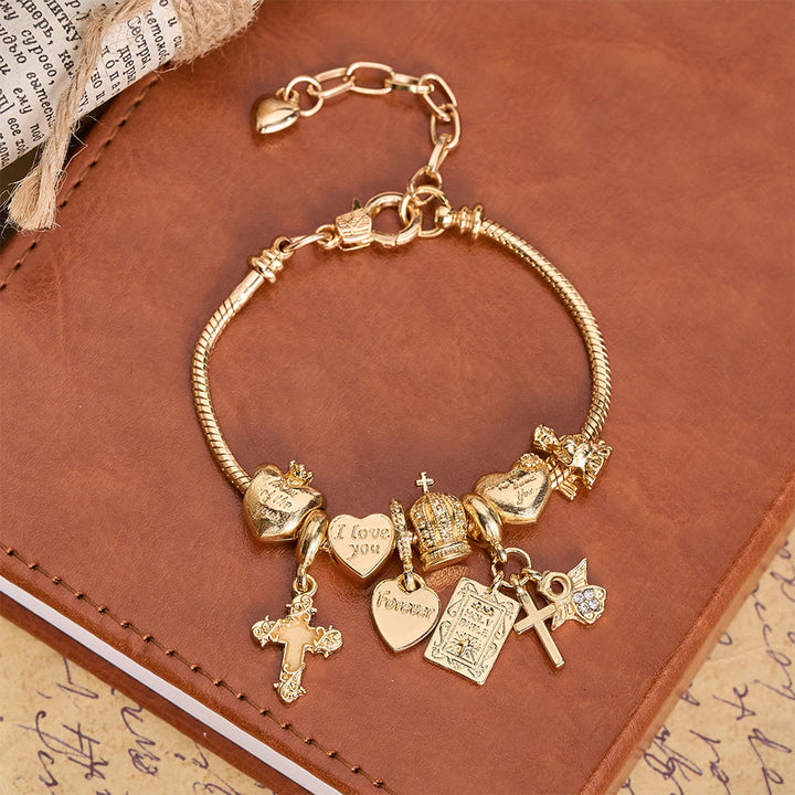 Christianartworkshop Verstellbares Charm-Armband mit biblischen und königlichen Details: Eine Erinnerung an Glauben und himmlische Hingabe - Golden - image 0