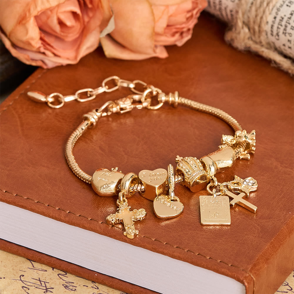 Christianartworkshop Verstellbares Charm-Armband mit biblischen und königlichen Details: Eine Erinnerung an Glauben und himmlische Hingabe - image 2