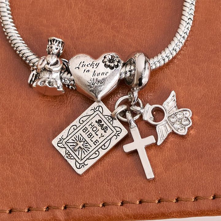 Christianartworkshop Verstellbares Charm-Armband mit biblischen und königlichen Details: Eine Erinnerung an Glauben und himmlische Hingabe - image 9
