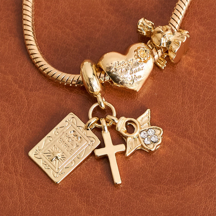 Christianartworkshop Verstellbares Charm-Armband mit biblischen und königlichen Details: Eine Erinnerung an Glauben und himmlische Hingabe - image 4