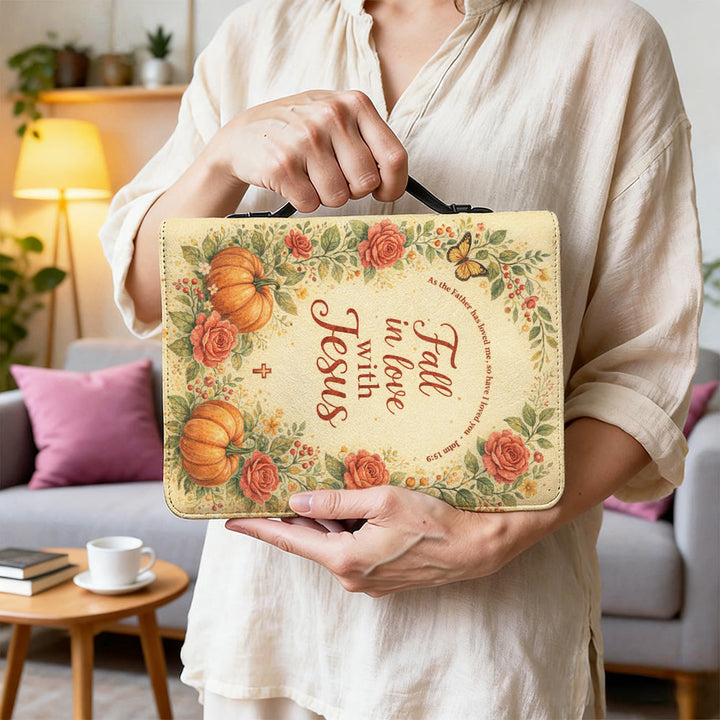 Christianartworkshop Bibelhülle mit Reißverschluss: Blumenmuster und Kürbismotiv – Verliebe dich in Jesus - image 9