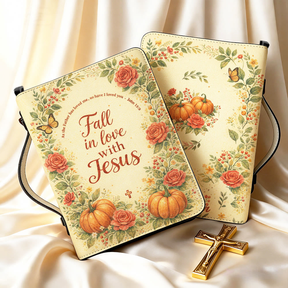 Christianartworkshop Bibelhülle mit Reißverschluss: Blumenmuster und Kürbismotiv – Verliebe dich in Jesus - image 14