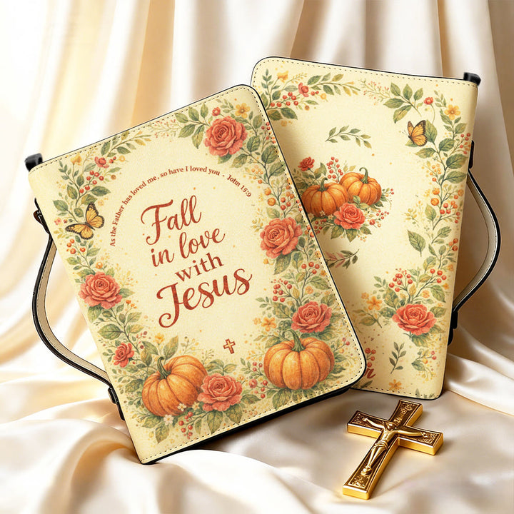 Christianartworkshop Bibelhülle mit Reißverschluss: Blumenmuster und Kürbismotiv – Verliebe dich in Jesus - image 14