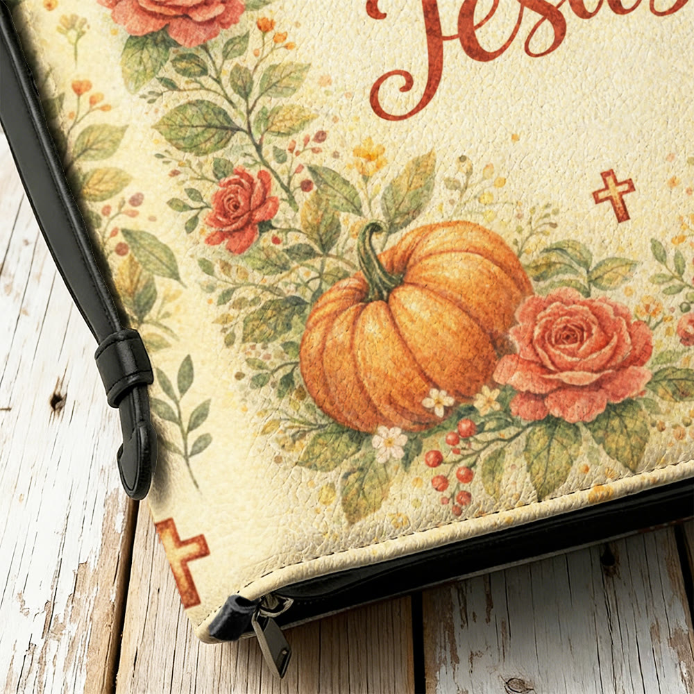 Christianartworkshop Bibelhülle mit Reißverschluss: Blumenmuster und Kürbismotiv – Verliebe dich in Jesus - image 7