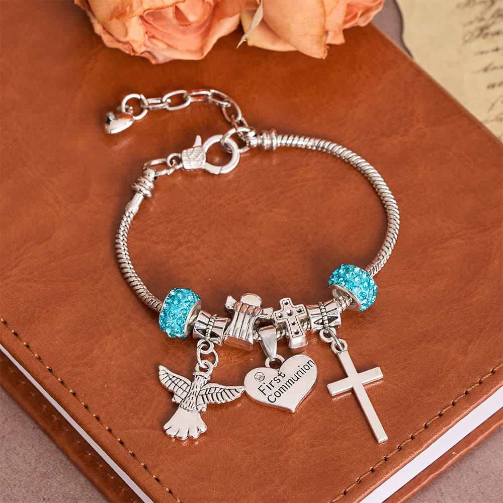Christianartworkshop Armband mit Engel und Kreuz zur Erstkommunion für Kinder: Ein Symbol des Glaubens und des göttlichen Segens - Erstkommunion - image 0
