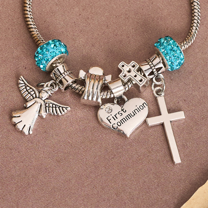 Christianartworkshop Armband mit Engel und Kreuz zur Erstkommunion für Kinder: Ein Symbol des Glaubens und des göttlichen Segens - image 4