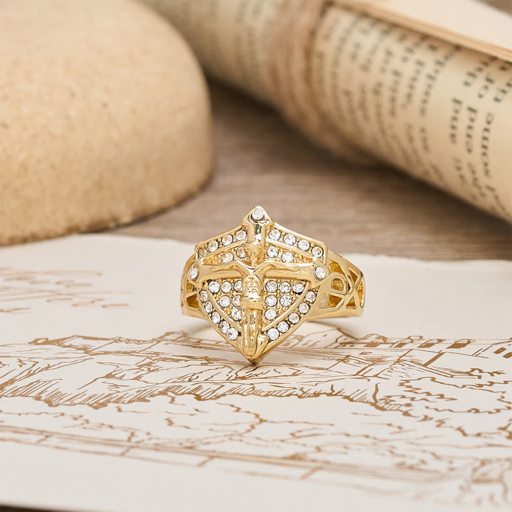 Christianartworkshop Kreuzförmiger Siegelring mit Zirkon-Pavé: Ein Symbol des Glaubens und göttlichen Schutzes - image 5