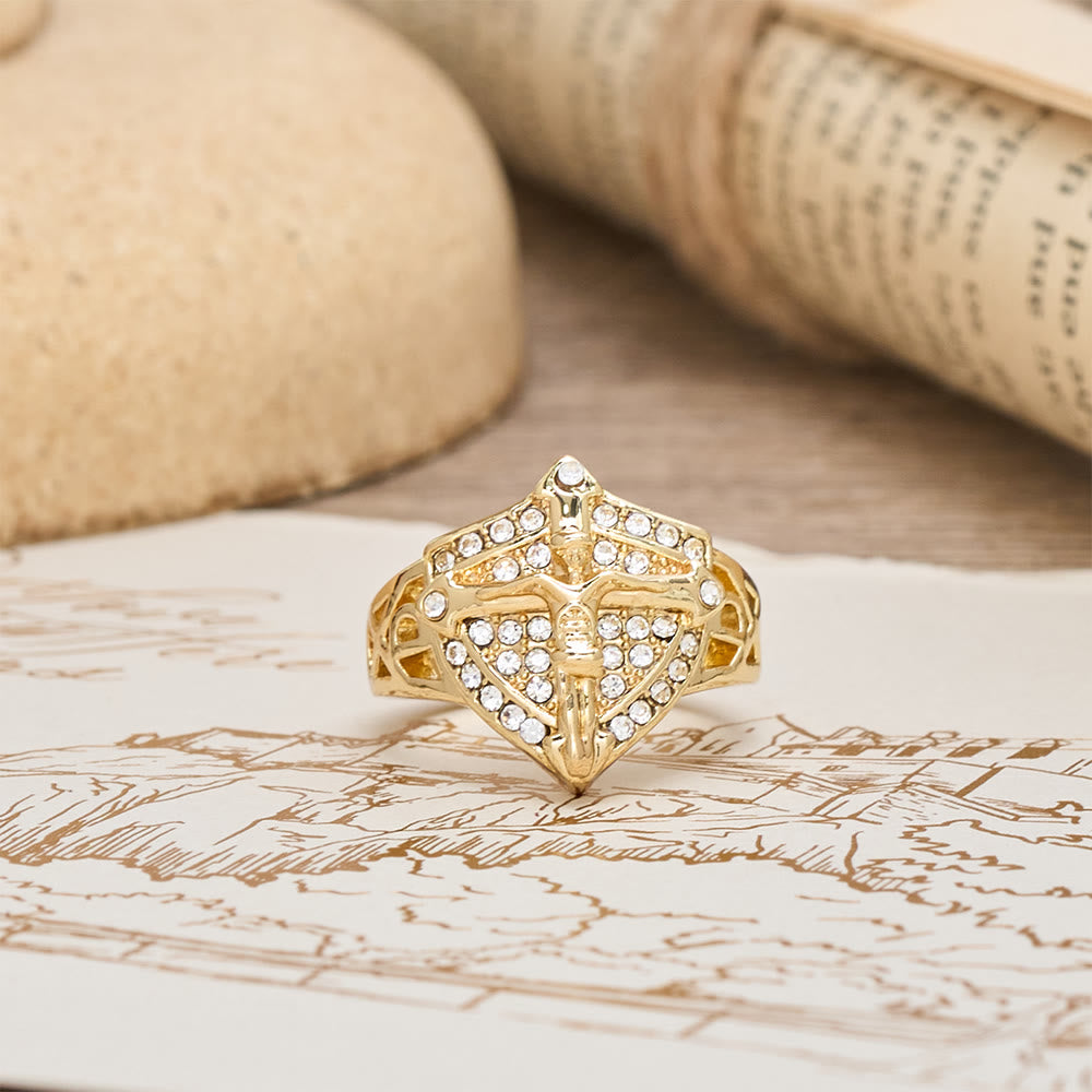 Christianartworkshop Kreuzförmiger Siegelring mit Zirkon-Pavé: Ein Symbol des Glaubens und göttlichen Schutzes - image 3