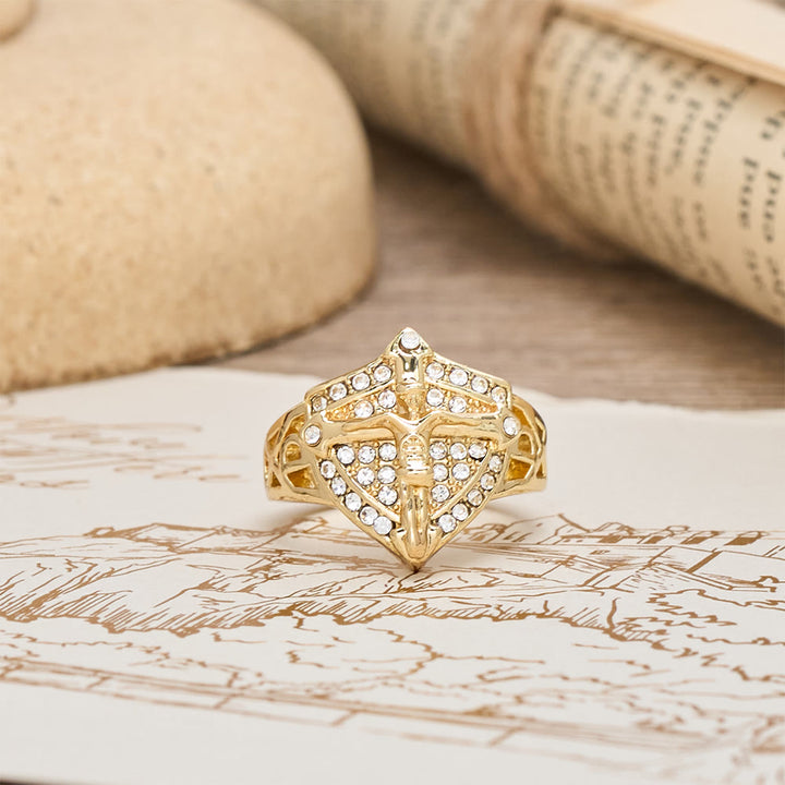 Christianartworkshop Kreuzförmiger Siegelring mit Zirkon-Pavé: Ein Symbol des Glaubens und göttlichen Schutzes - image 3