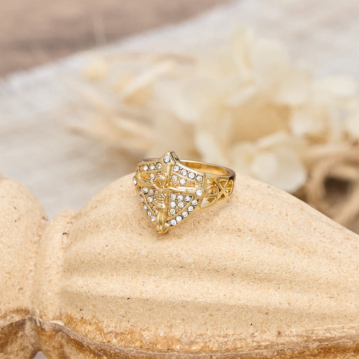 Christianartworkshop Kreuzförmiger Siegelring mit Zirkon-Pavé: Ein Symbol des Glaubens und göttlichen Schutzes - image 4