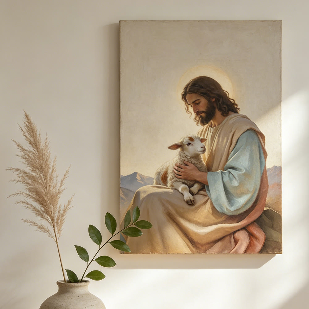 Christianartworkshop Jesus, der gute Hirte – Wandbild: Ein Symbol göttlichen Mitgefühls und sanfter Liebe - image 1