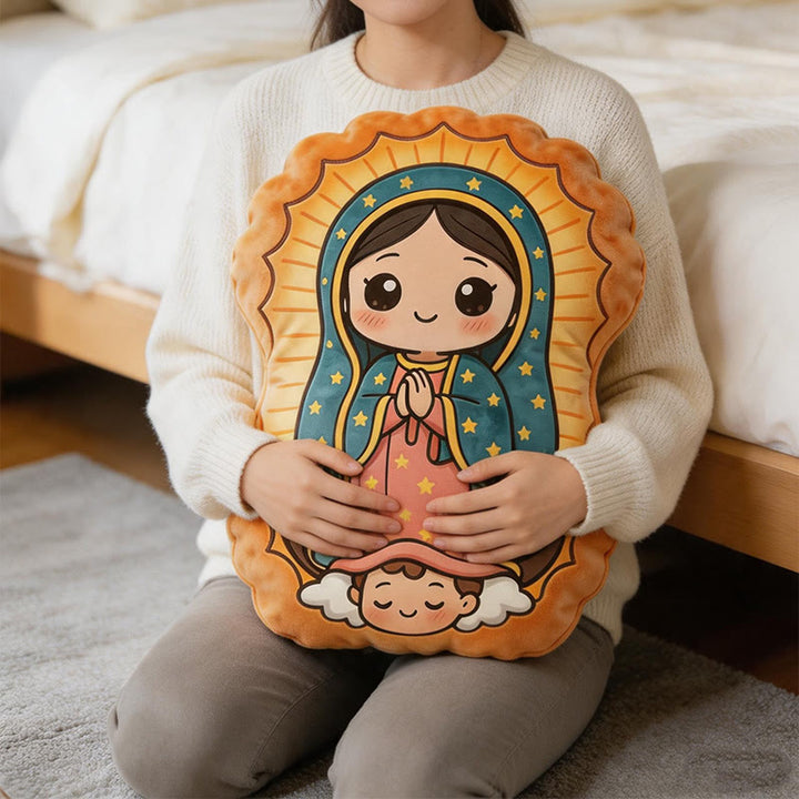Christianartworkshop Niedliches Plüschkissen in Form einer Cartoonfigur der Jungfrau von Guadalupe: Gemütliche, vom Glauben inspirierte Wohndekoration - 24 Zoll (60 cm) - image 0