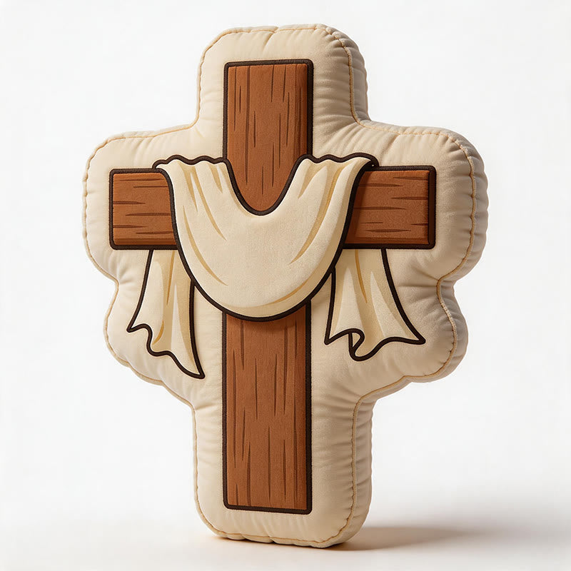 Christianartworkshop Plüschkissen in Kreuzform mit drapiertem Stoff: Gemütliche, vom Glauben inspirierte Wohndekoration - image 4