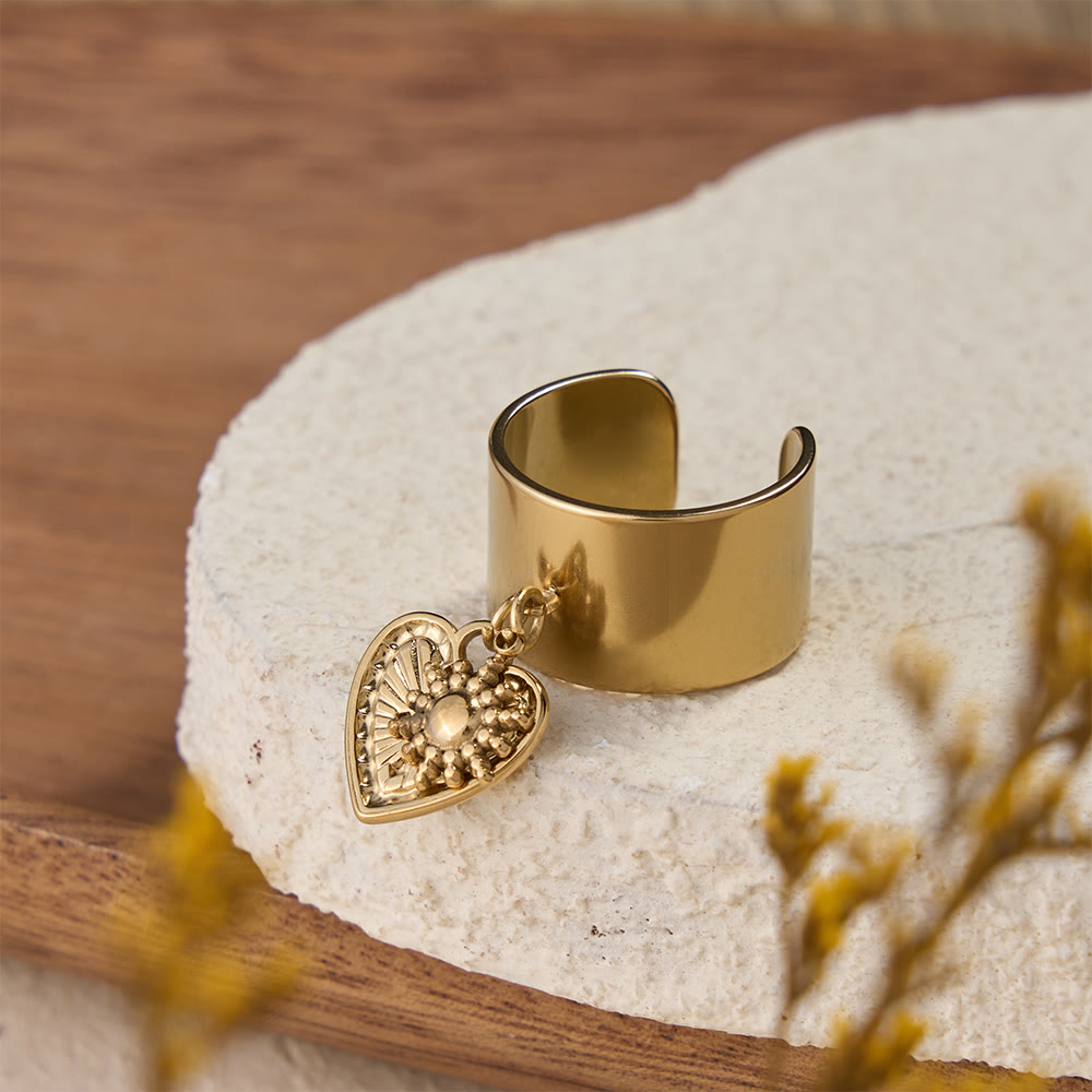 Christianartworkshop Premium-Glaubensanhänger, offener Ring mit mehreren Symbolen: Ein heiliges Symbol unerschütterlichen Glaubens - Goldenes Heiliges Herz - image 5