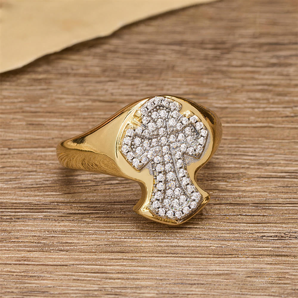 Christianartworkshop Statement-Ring mit breitem Pavé-Kreuz: Ein zeitloses Symbol der erlösenden Gnade - image 2