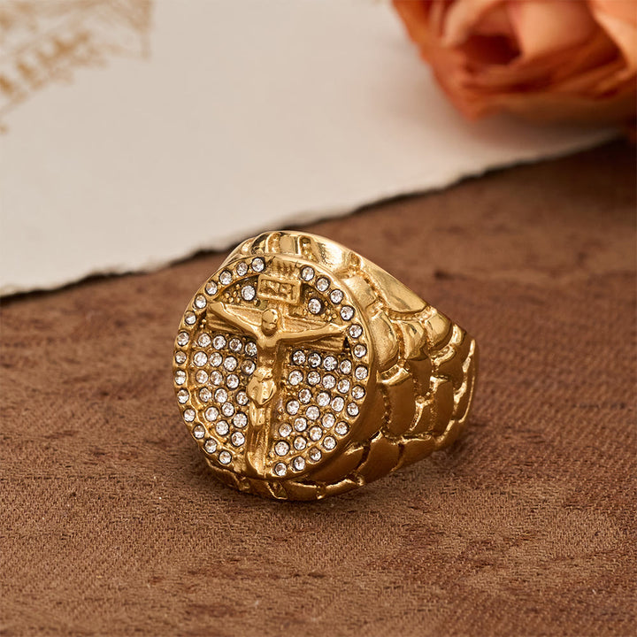 Christianartworkshop Ausdrucksstarker INRI-Kruzifix-Zirkon-Ring: Ein Symbol unerschütterlichen Glaubens an die Erlösung - image 5