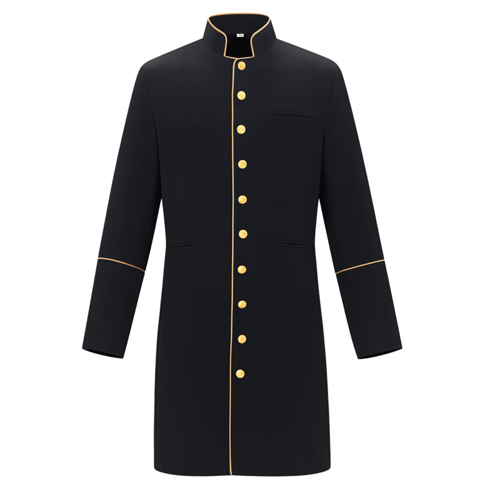 Traditionelle Priesterrobe mit Stehkragen von Christianartworkshop , mit goldenen Knöpfen und in verschiedenen Farben erhältlich - Schwarz - 3XL - image 0