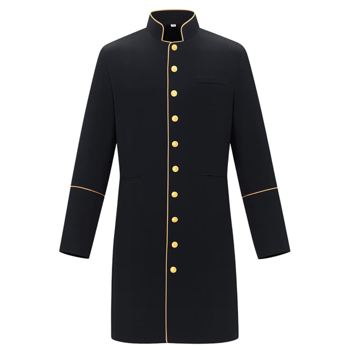 Traditionelle Priesterrobe mit Stehkragen von Christianartworkshop , mit goldenen Knöpfen und in verschiedenen Farben erhältlich - Schwarz - 3XL - image 0